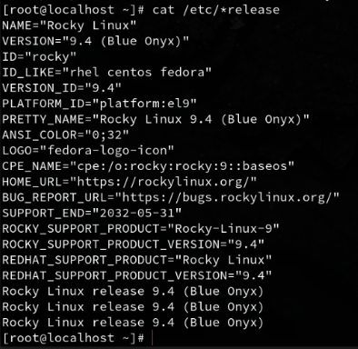 cat /etc/*release screenshot