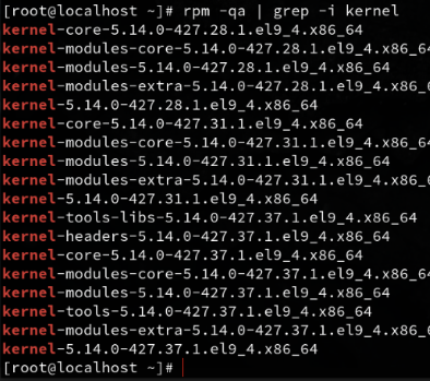 rpm -qa | grep -i kernel ouput