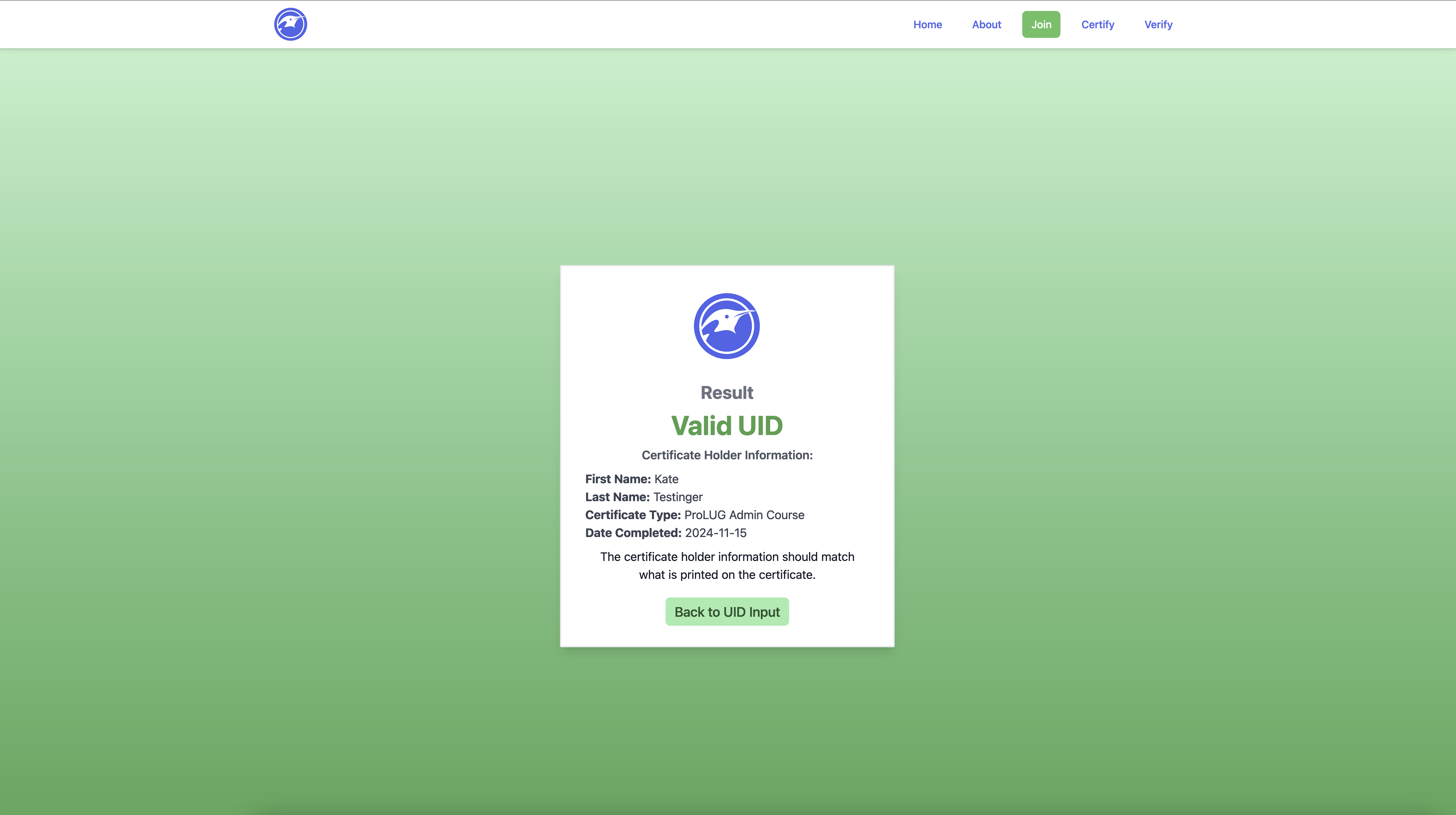 ProLUG Verify Step 3